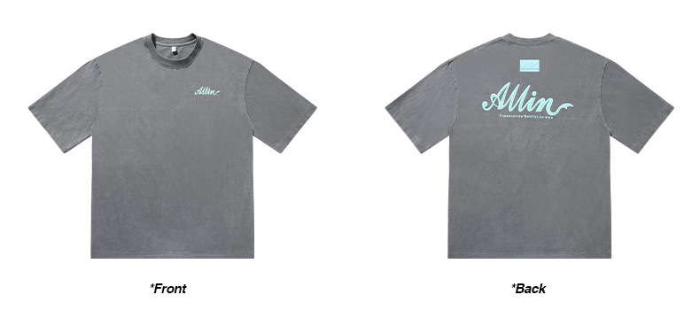 ALLIN pure cotton heavy-duty short-sleeved T-shirt for men, a summer trendy brand with three-dimensional printed letters and loose round-neck couple tops pic 52