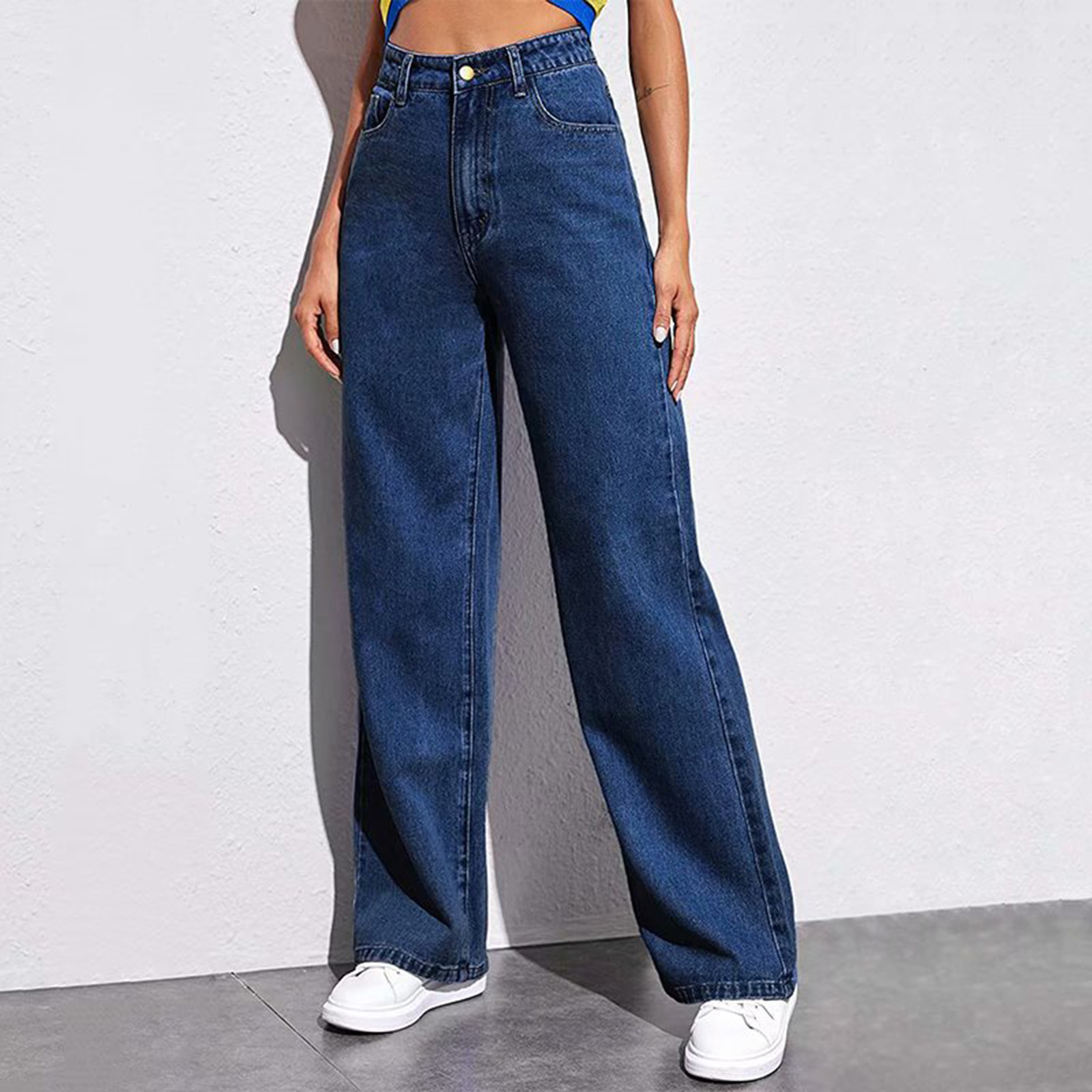 New high-waisted wide-leg jeans for women from Europe and America are slimming, straight-leg and versatile, with a retro American drape pic 6