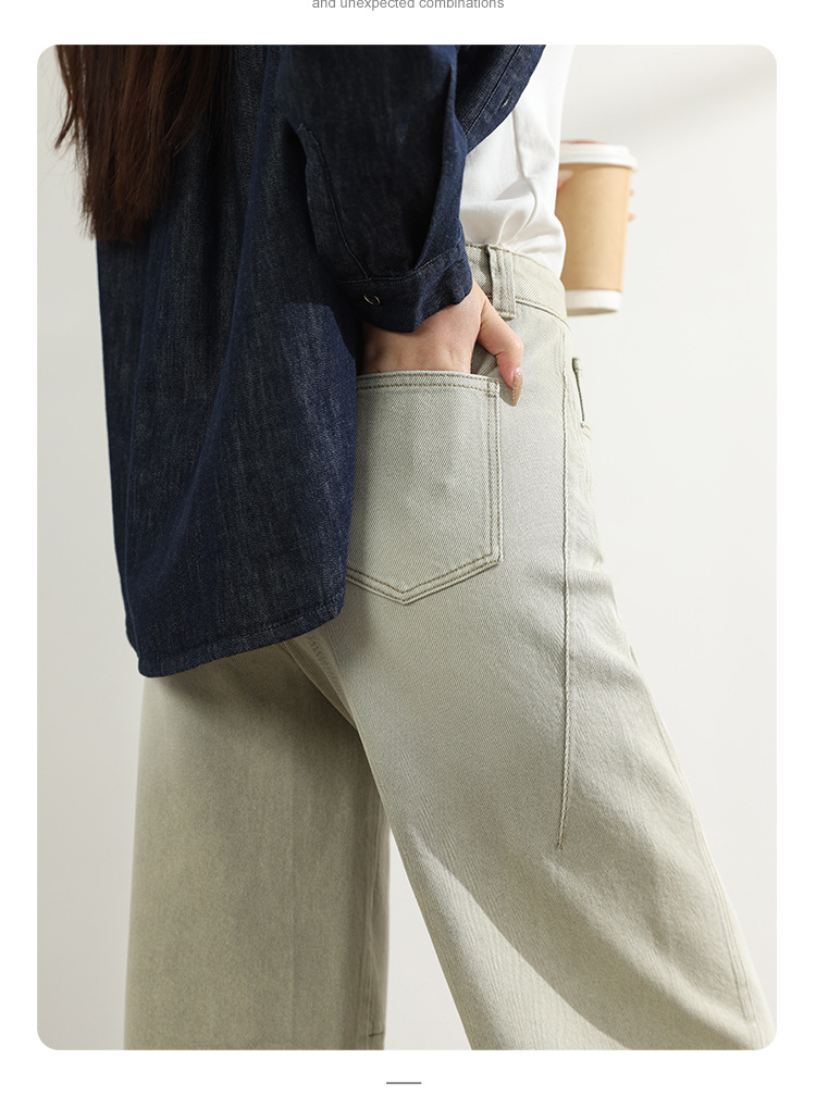 Factory direct sales of new khaki three-dimensional spliced slimming sickle pants and casual loose curved jeans for women pic 14