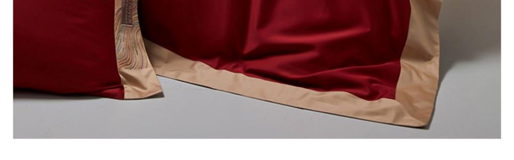 A light luxury and high-end red four-piece wedding bedding set, 100S all-cotton wedding quilt, simple and high-end wedding pic 7