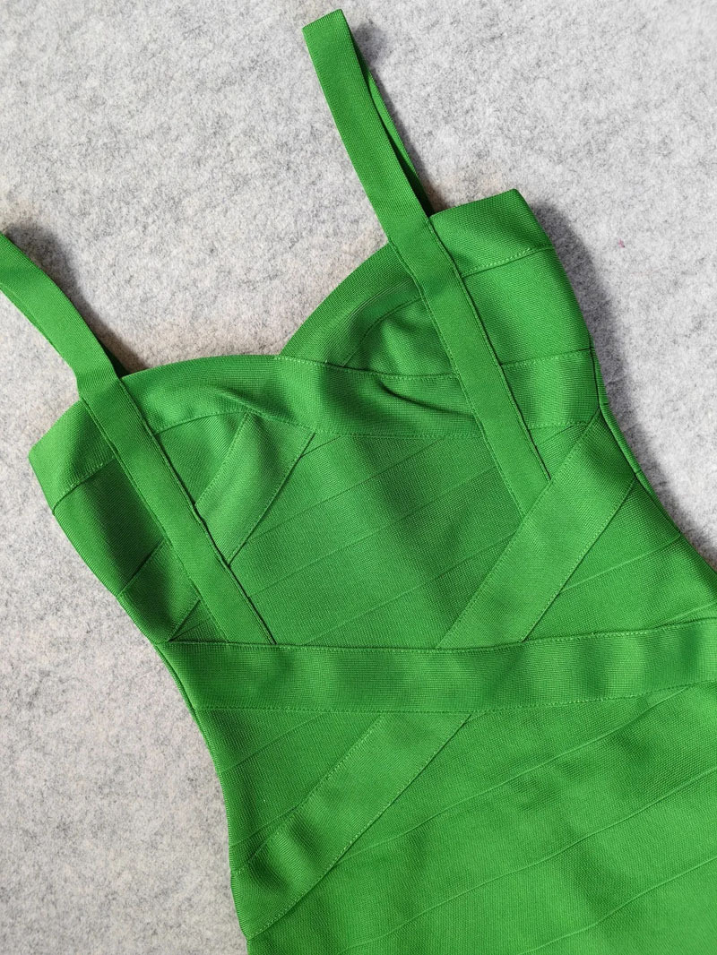 绿色清新性感跨境货源爆款单品吊带绷带连衣裙Club dress详情26