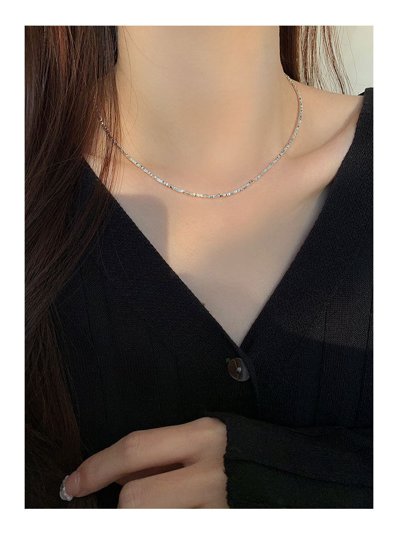 乾佳925纯银项链女小众设计感高级感碎银子项链手工串珠轻奢颈链详情9