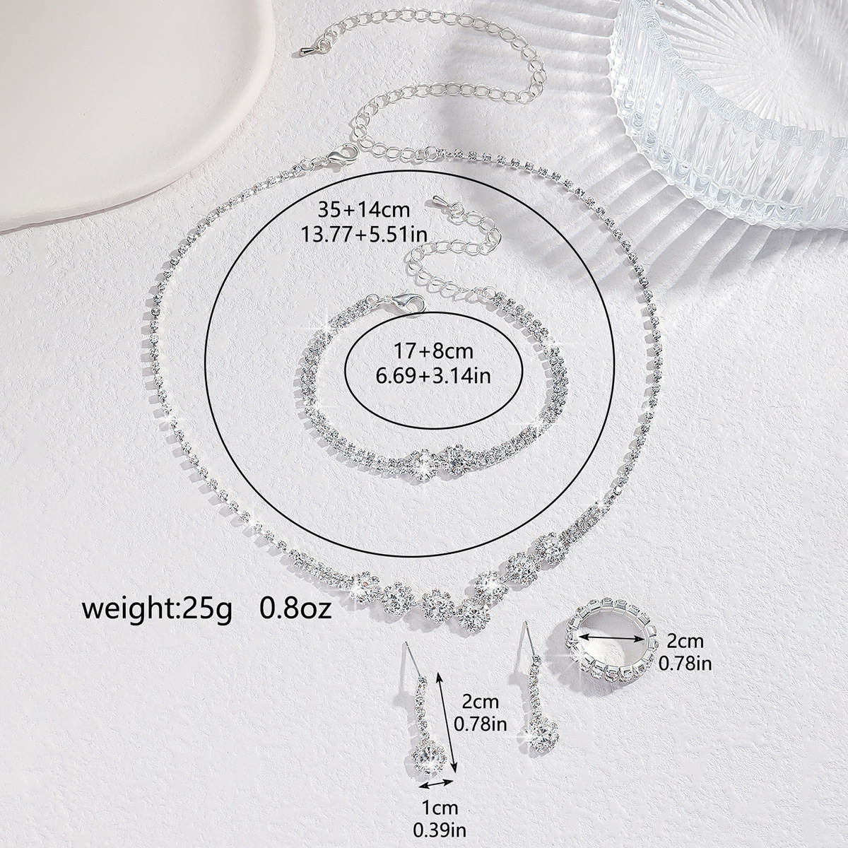 新娘首饰套装婚庆饰品批发项链耳环手链三件套晚礼服婚礼百搭配饰详情3