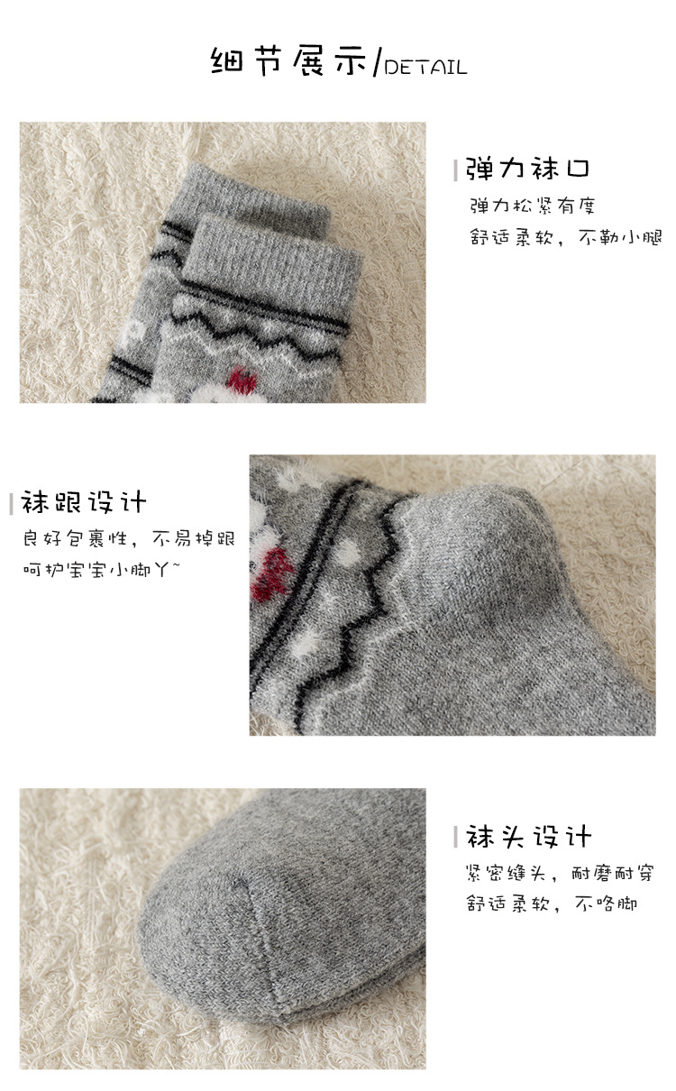 儿童袜子秋冬季加厚保暖羊毛袜儿童韩版卡通小狗冬款羊绒中筒袜详情4