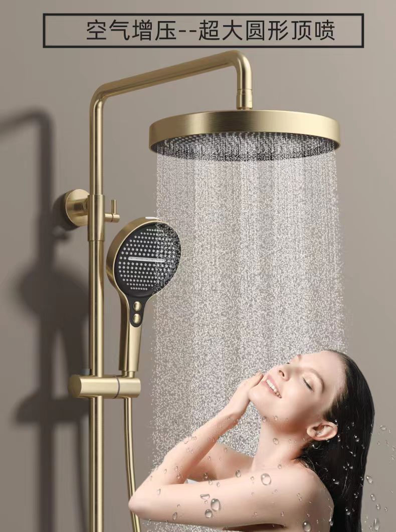Customized hotel engineering shower head set, lift pressure-increasing nozzle, storage rack, cold and hot copper core shower, bath and bathroom pic 4