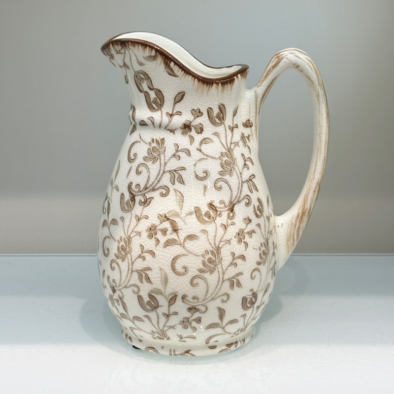 New Chinese-style country-style retro ceramic ice-crack small vase, creative flower arrangement, high-end living room decoration, niche pic 8