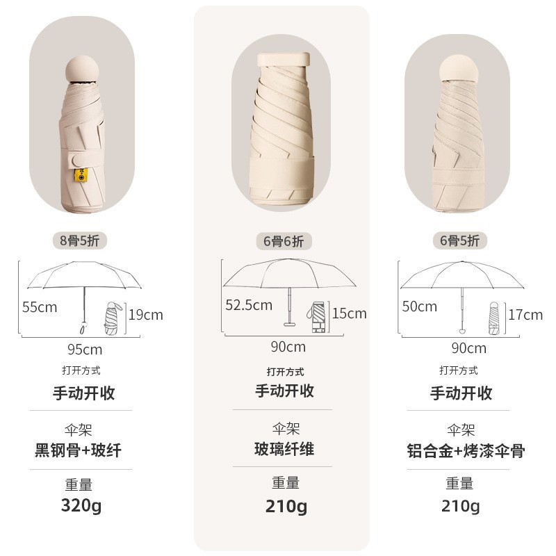超轻扁五折伞六骨晴雨伞太阳伞晴雨两用迷你折叠遮阳伞礼品批发详情24