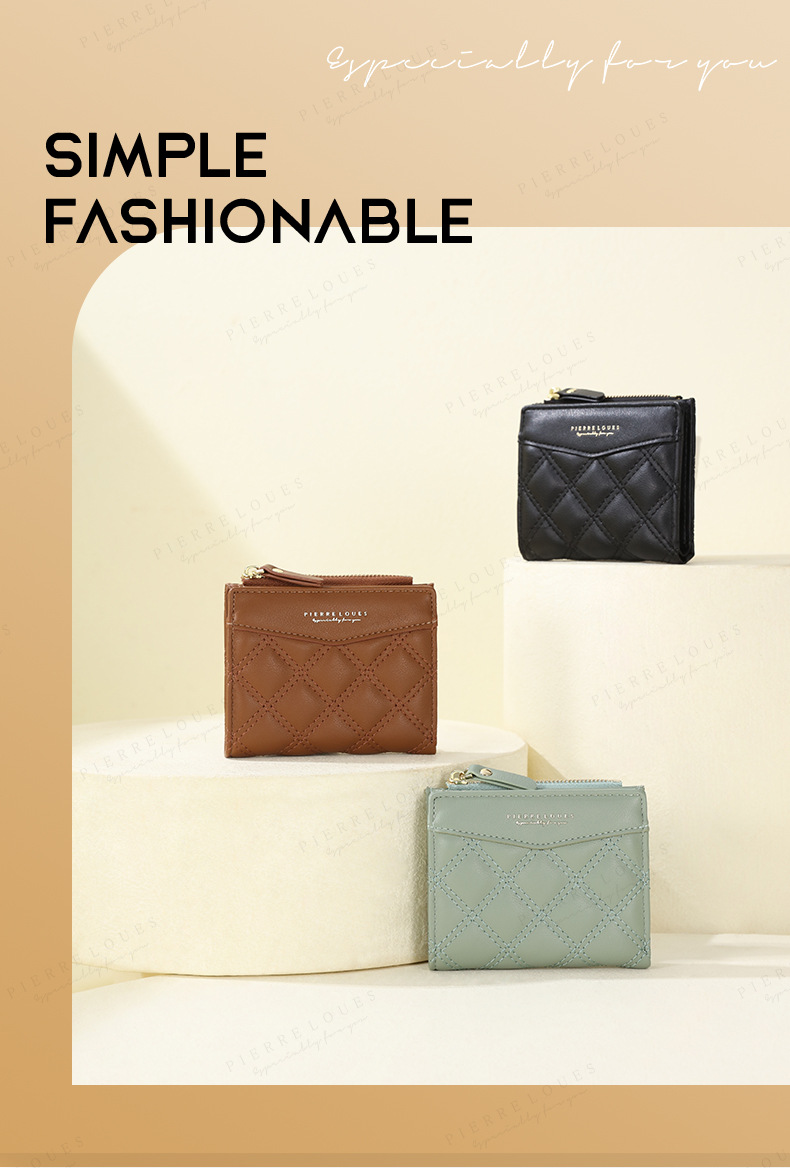 A fashionable new diamond-patterned student high-end wallet with a Korean InS-style short zipper and large capacity for women pic 7