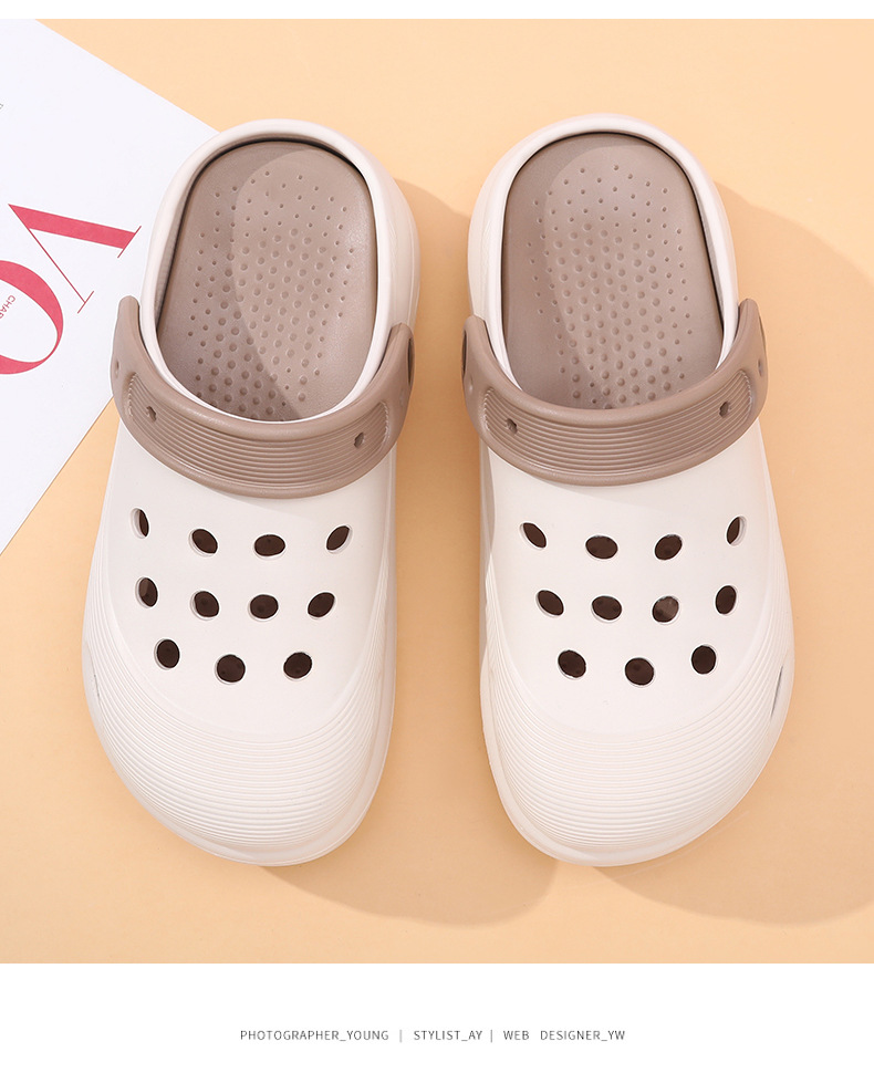 夏季高跟EVA洞洞鞋女 增高厚底户外沙滩凉拖鞋防滑防臭踩屎感拖鞋详情13