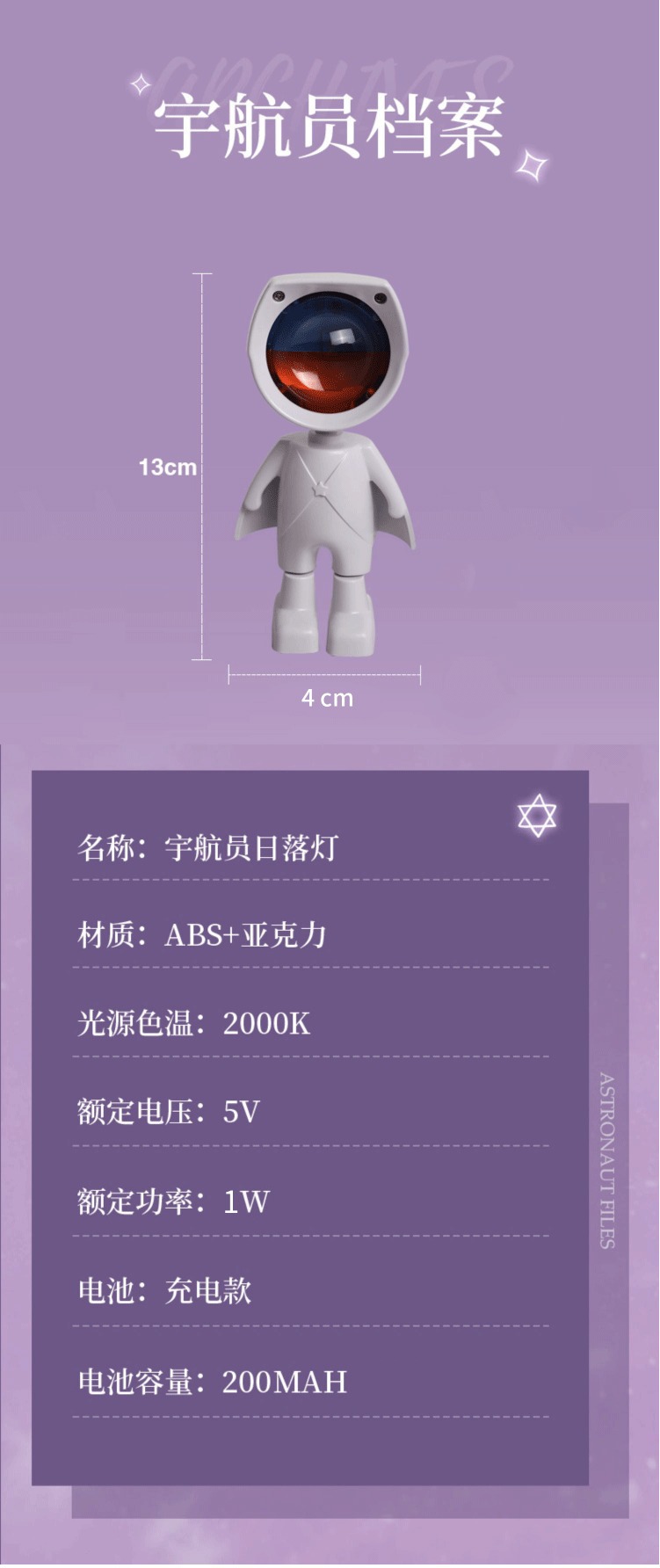 Astronaut Dawn Red Photo, Little Flying Hero Sunset Red Sunset atmosphere light, Astronaut projector Night light pic 14