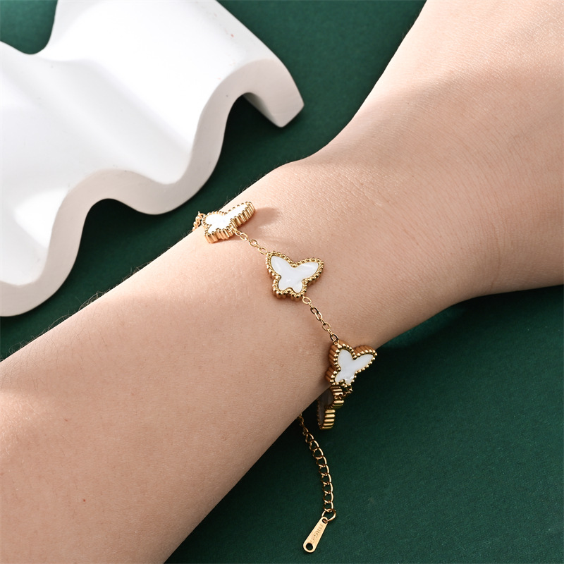 跨境时尚热销蝴蝶贝手链不锈钢简约脚链网红小众设计感饰品厂批发详情8