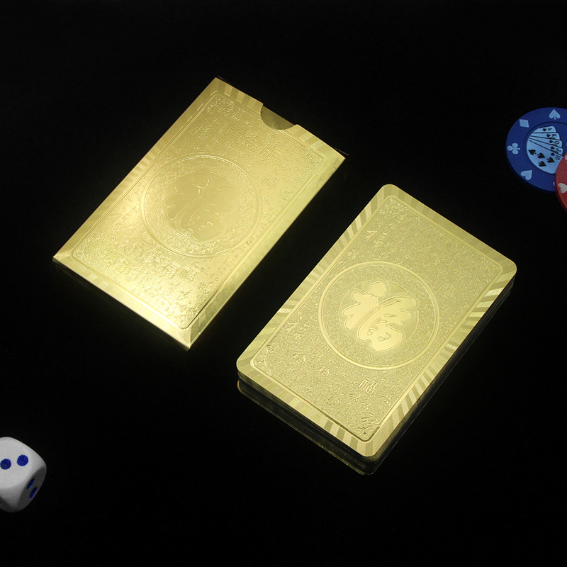 厂家现货新品金箔掼蛋防水耐磨龙行天下百家福休闲娱乐扑克牌详情1