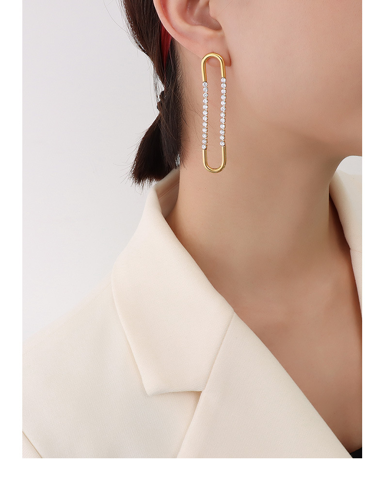 法式choker夸张U形耳环镶嵌锆石设计耳饰钛钢镀18K金饰品配饰女详情22