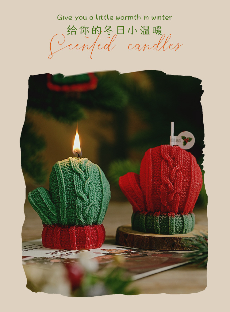 圣诞节装饰品手工伴手礼礼品跨境创意蠟燭圣诞手套香薰蜡烛定制详情3