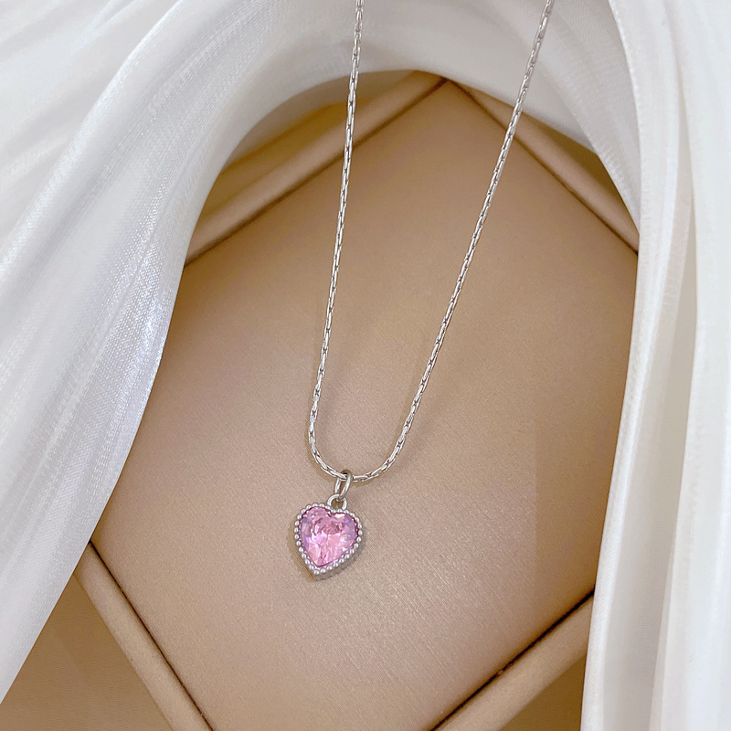 【通体钛钢】爱心不锈钢极简炉内真金项链女ins网红锁骨链配饰品详情7