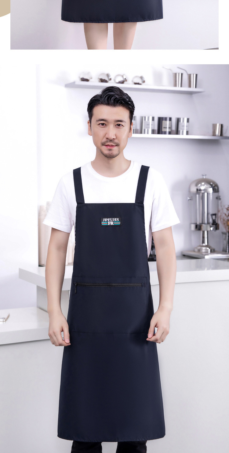 【 Chi Jia 】 Extended waterproof apron solid color simple kitchen home Zipper pocket dirt-resistant work clothes pic 15