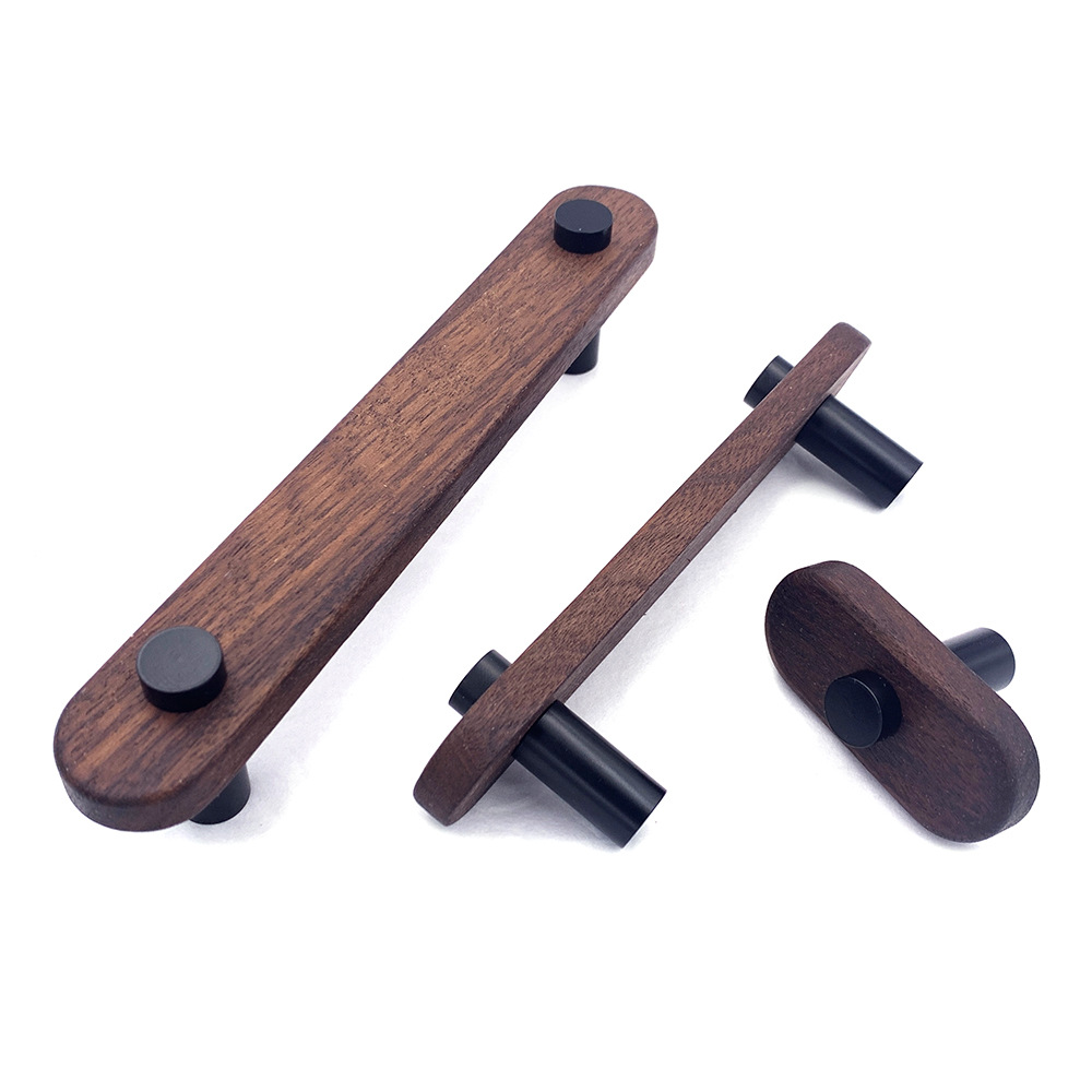 深蓝家现货实木榉木五金木把手酒柜厨柜衣柜门抽屉拉手红木胡桃木详情12