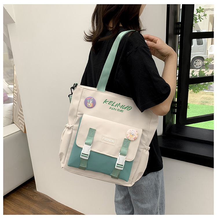 书包女ins森系单肩包学生帆布包清新简约斜挎包大容量装书手提袋详情21