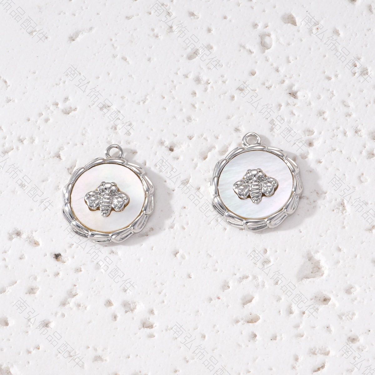 Copper-plated real gold color-preserving white marble bee necklace pendant DIY bracelet, European and American high-end style hanging accessory pic 10