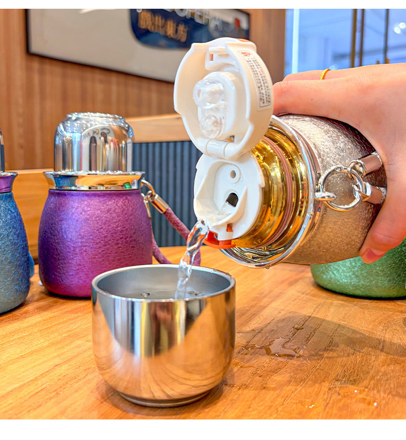 新款覆钛葫芦保温杯新款小巧泡茶便携茶具户外男女高档轻奢迷你水详情18