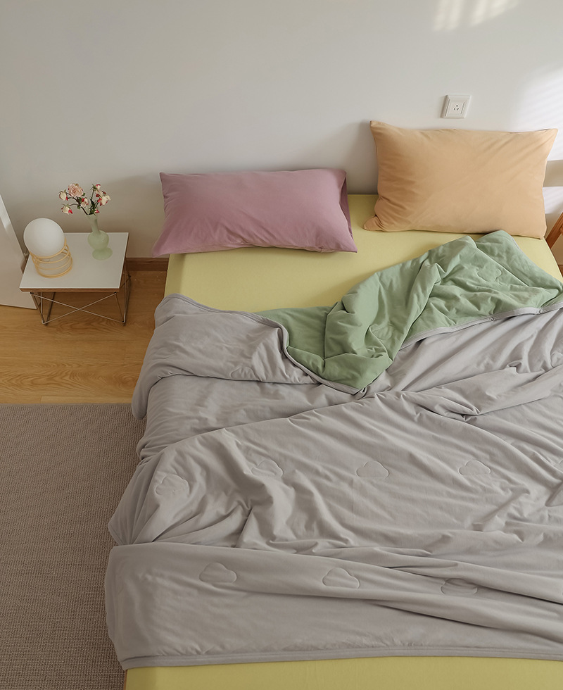 Simple Japanese Muji soft knitted cotton Tianzhu cotton quality two-color summer cool quilt, machine washable, water-washable air-conditioned quilt pic 39