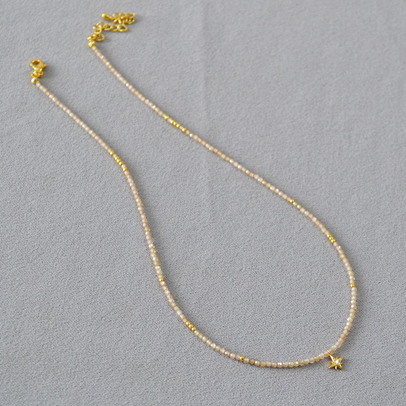 日韩小众设计时尚简约优雅香槟锆石珠闪耀星星吊坠气质项链锁骨链详情6