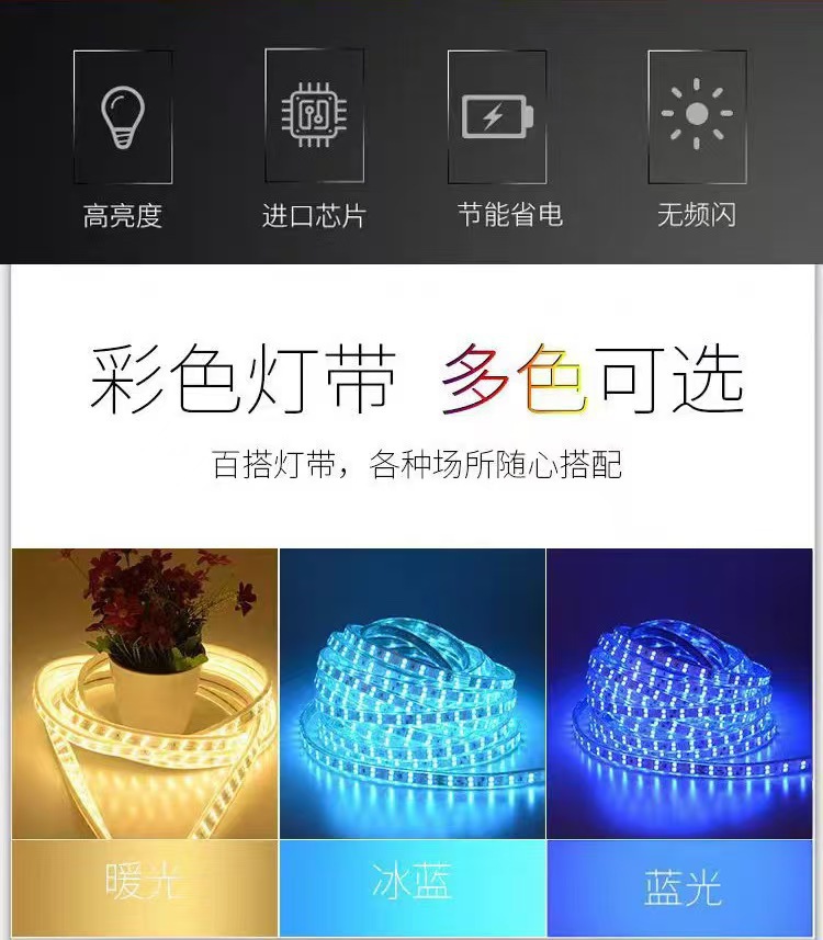 LED灯带三排180灯外墙专用家装工程户外防水灯带220v高压led灯条详情5