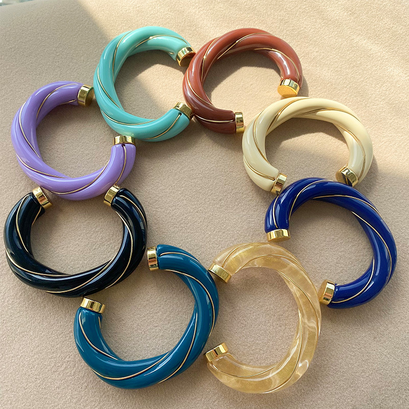 法国复古小众设计扭结设计马卡龙开口手镯个性中古独特轻奢高级感详情7