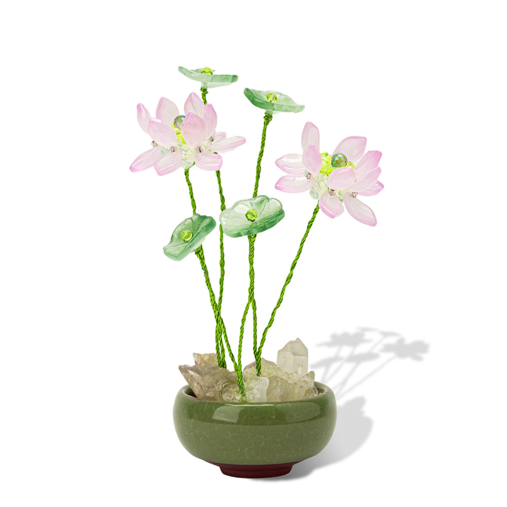 厂家批发网红莲莲清新荷花新款车载摆件工艺品送礼装饰用品男女详情9