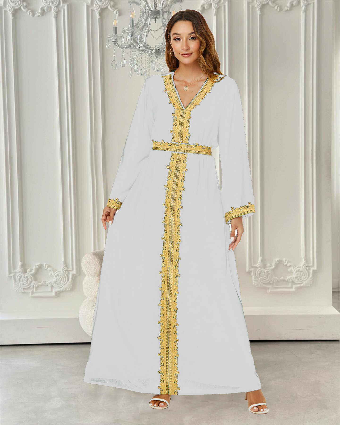 中东欧美阿拉伯女装连衣裙长裙优雅abaya 迪拜长袍沙特旅游穿搭详情6