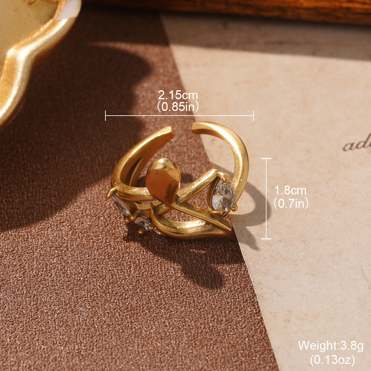 European and American cross-border jewelry design, Russian gold irregular ring, niche court style vintage light luxury ring pic 25