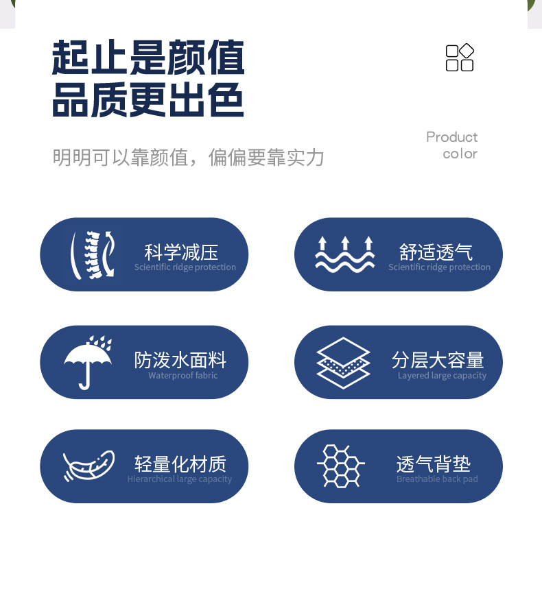 芝麻宝贝时尚双肩背包女学生小众初中女生高颜值大容量双肩包详情8