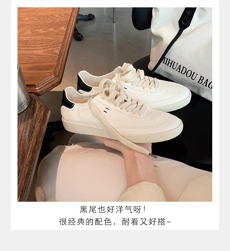 葡萄妈studiolee同款牛皮系带休闲百搭运动板鞋圆头小白鞋女新款详情7