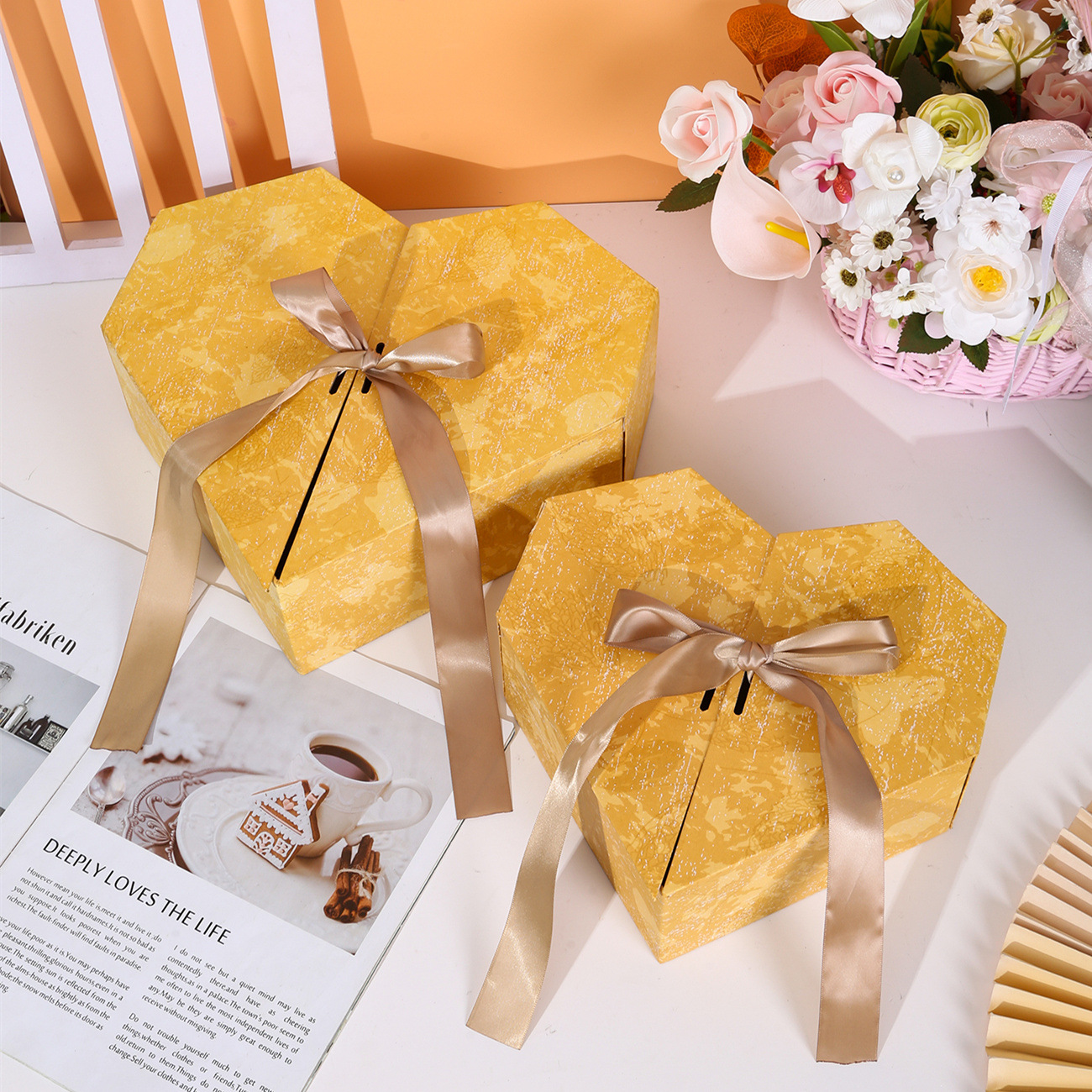 Creativo doble puerta amor caja de regalo caja de embalaje de flores tanabata san valentín caja de regalo en stock pic 10