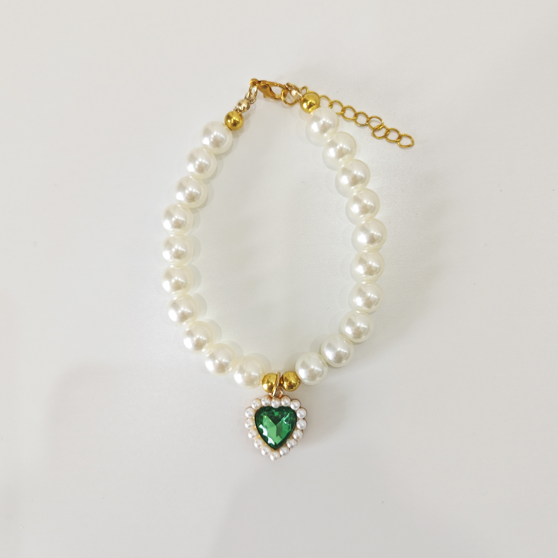 Pet necklace, cat pearl collar, dog neck collar, neck chain, retro heart-shaped pendant, cute cat and dog neck accessories pic 4