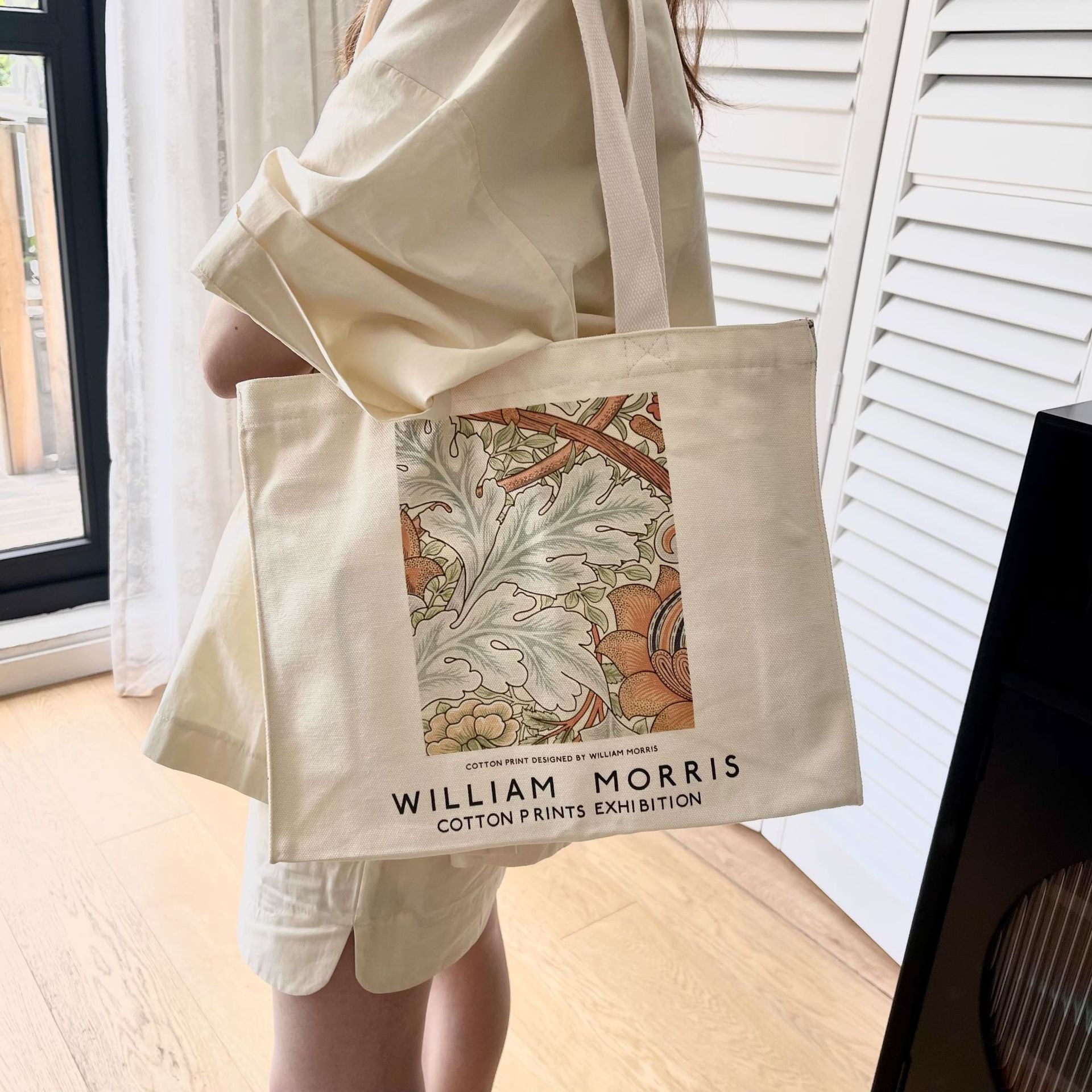 文艺风帆布包包大容量拉链单肩包外出手提袋便当包通勤妈咪包详情9