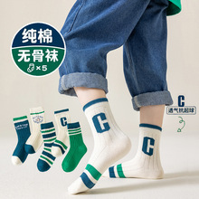 男童袜子秋冬儿童中大童棉袜男女孩春秋防臭童袜字母潮袜中筒袜详情6