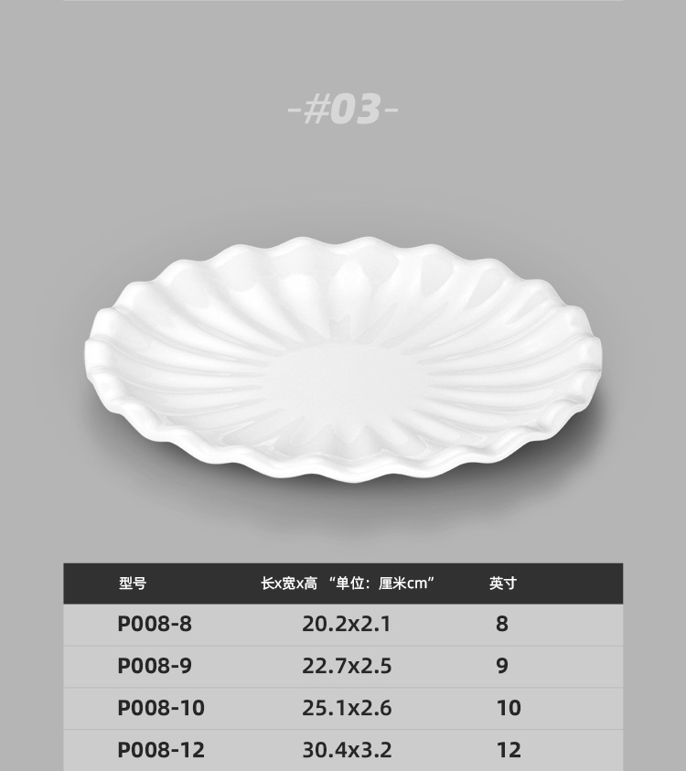 跨境专供A5密胺白色仿瓷餐具菜盘圆盘点心凉菜盘饭店餐厅盘子商用详情9