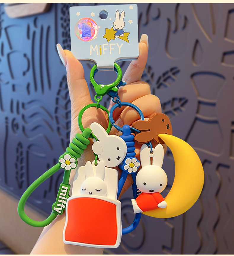 Rabbit Goodnight Party Series keychain, cute cartoon doll pendant, creative small pendant pic 10