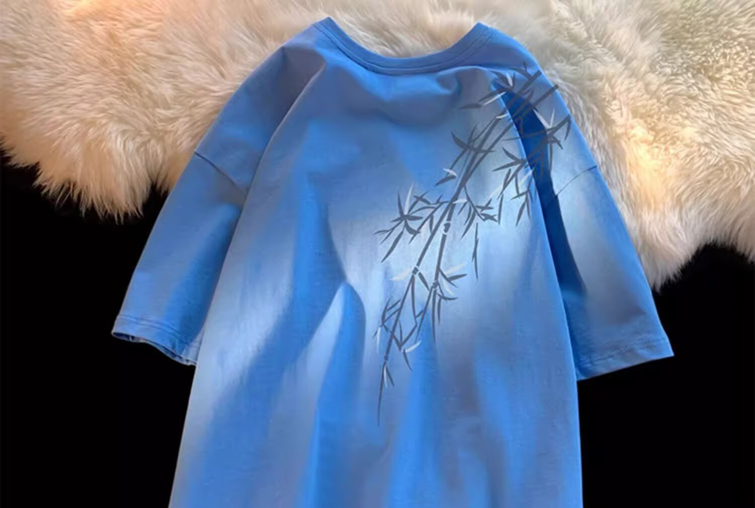 Pure cotton, new Chinese style, retro bamboo print short-sleeved T-shirt for men, summer trend, cool and stylish, loose round neck, half sleeve pic 11