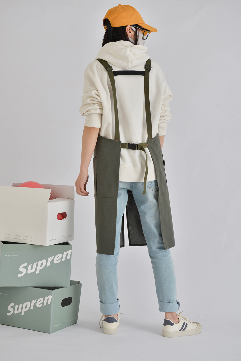 外贸工厂韩日防水式咖啡餐厅帆布围裙罩衣工作服围兜纯棉厨房制服详情28