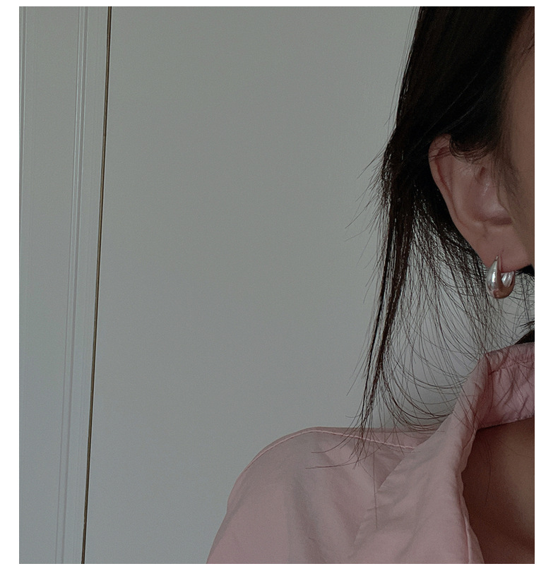 S925 sterling silver Korean version fashionable crescent ear buckles, Korean minimalist fashion basic style retro earrings and earrings wholesale pic 18