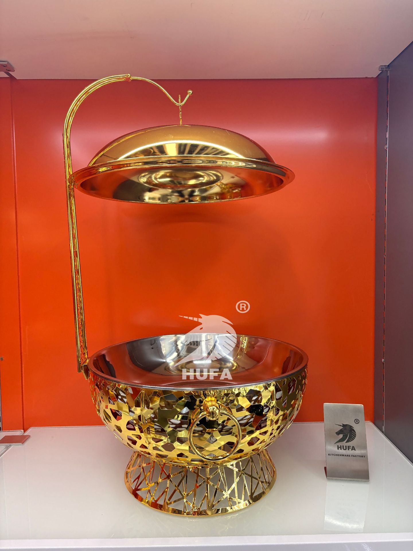 Cross-border stainless steel luxury gold disassembly and assembly hotel restaurant buffet stove, Bubi stove, heater chafingdish pic 9