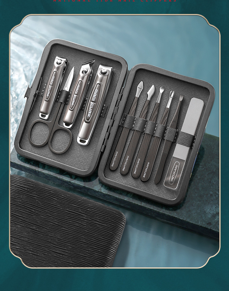 国潮便携白色指甲刀套装批发指甲剪不锈钢修甲修脚工具包美容美甲详情21