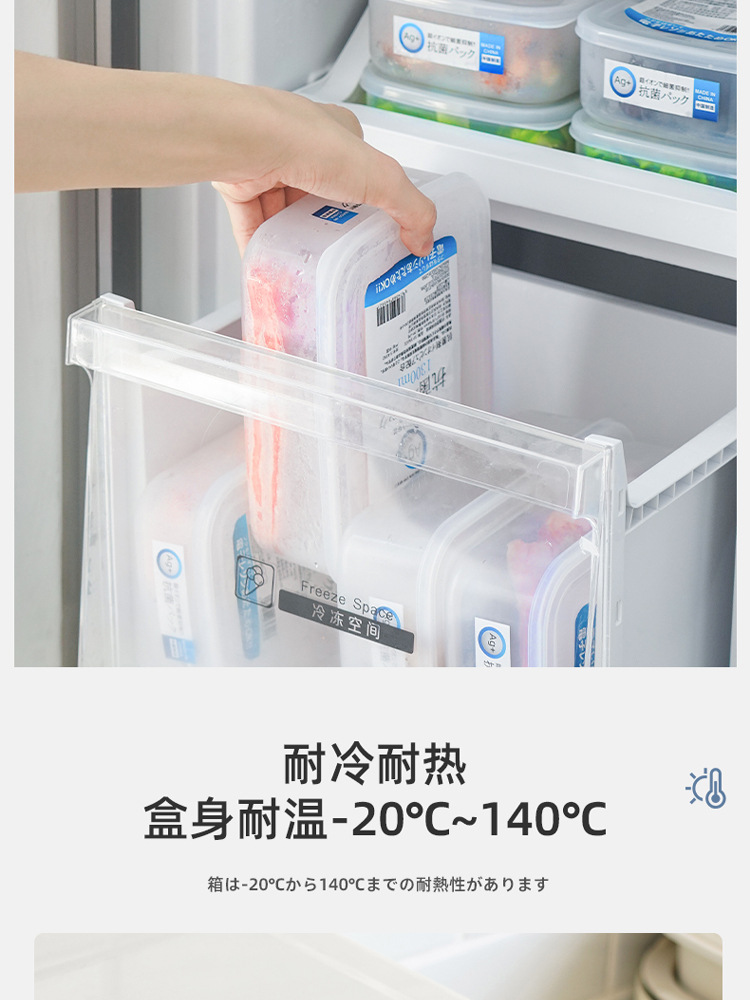 日本冰箱收纳盒家用冷冻抗菌保鲜盒食品级冰箱冻肉专用密封盒详情14
