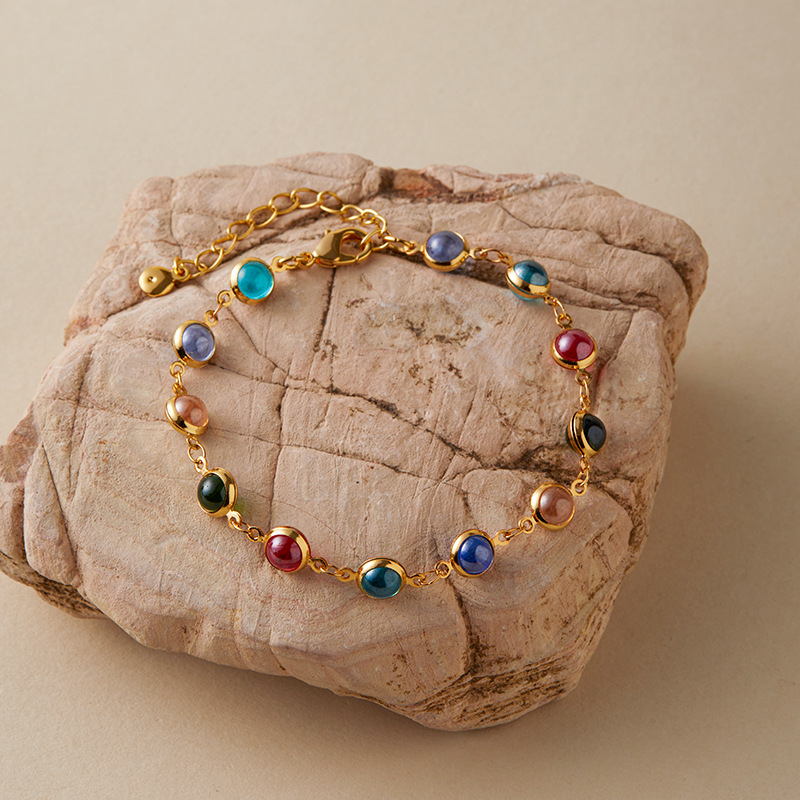 多巴胺手链跨境爱心设计小众几何水滴方形玻璃钻度假风小清新手饰详情5