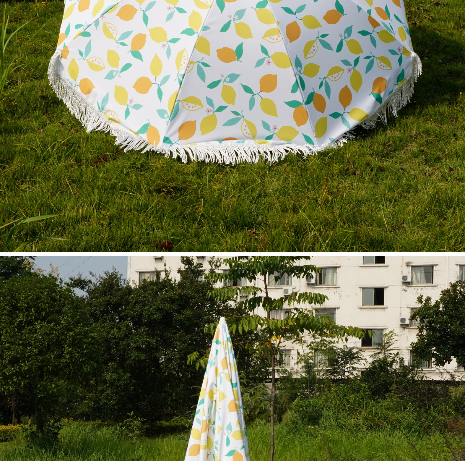 跨境遮阳大伞沙滩海滩伞摆摊伞庭院花园伞太阳流苏户外广告伞定制详情13