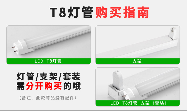 led灯管T8分体1.2米日光灯铝塑管学校车库医院商场工程照明灯管详情4