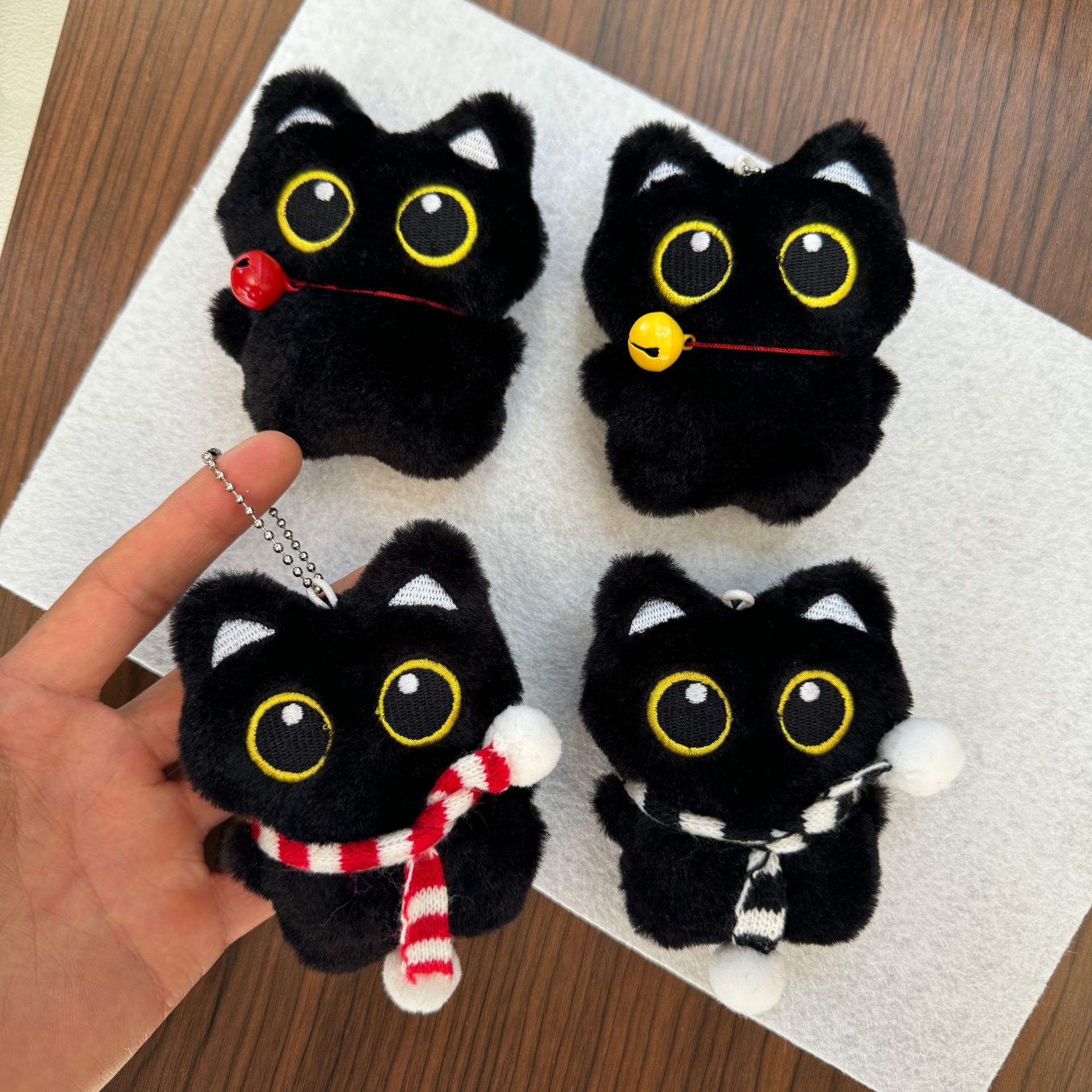 Cartoon black cat doll plush toy pendant, little cat toy pendant, cute gift, squeaky squeaky bag accessory pic 16