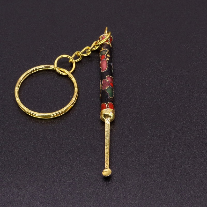 Beijing Cloisonne vintage collection, cloisonne filigree silver blue keychain, pendant ear scoop pic 4